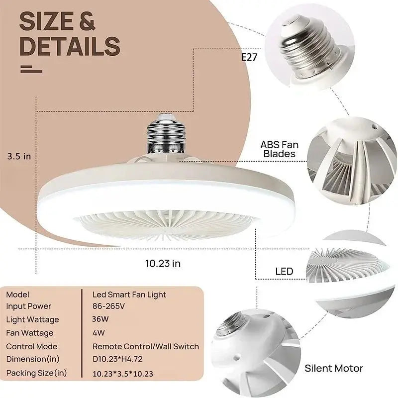 LED Light Socket Fan